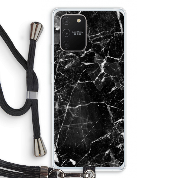 Zwart Marmer 2: Samsung Galaxy S10 Lite Transparant Hoesje met koord