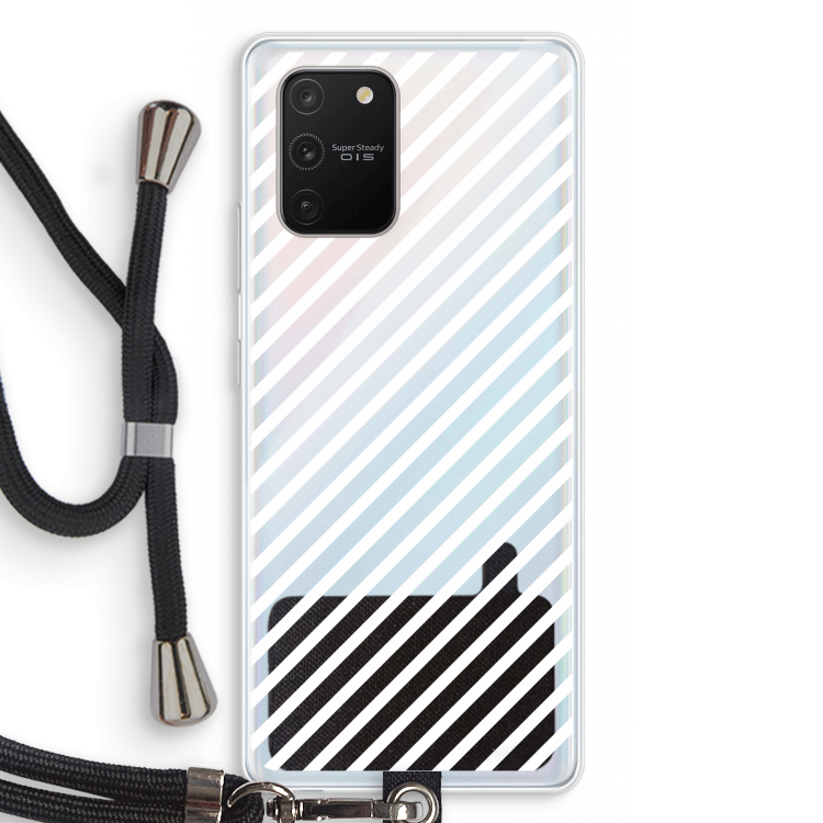 Strepen zwart-wit: Samsung Galaxy S10 Lite Transparant Hoesje met koord