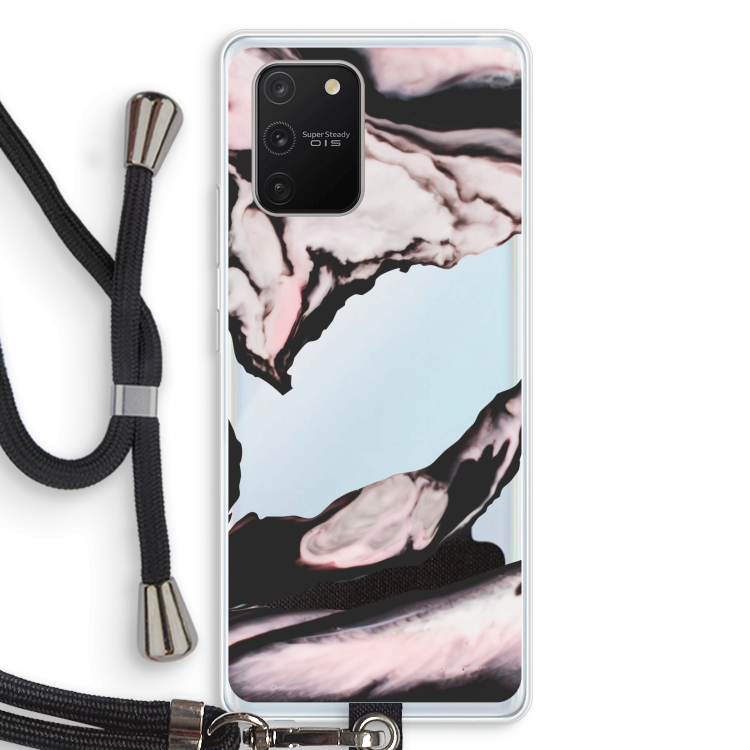 Roze stroom: Samsung Galaxy S10 Lite Transparant Hoesje met koord