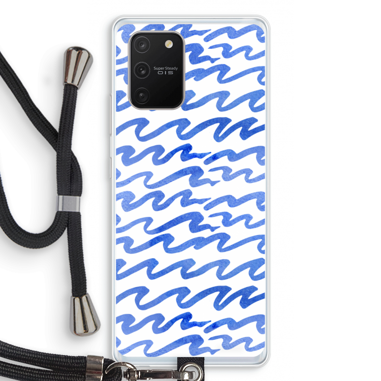 Blauwe golven: Samsung Galaxy S10 Lite Transparant Hoesje met koord