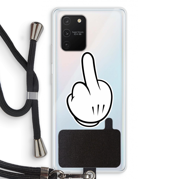 Middle finger white: Samsung Galaxy S10 Lite Transparant Hoesje met koord