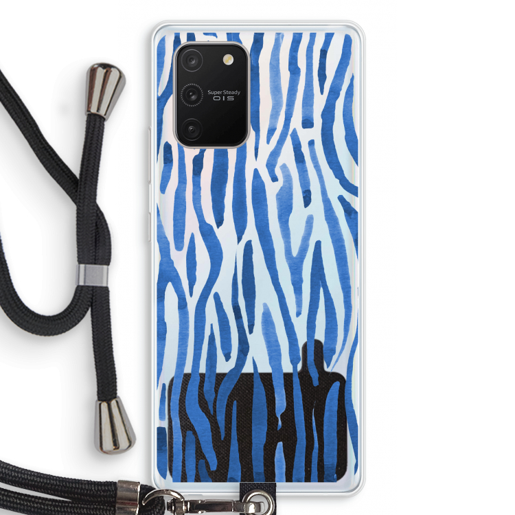 Blauwe nerven: Samsung Galaxy S10 Lite Transparant Hoesje met koord