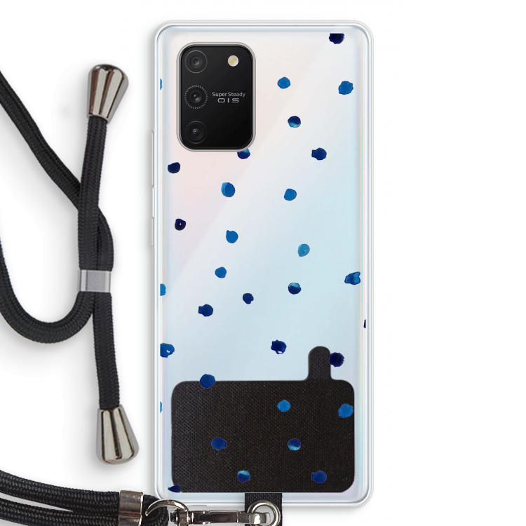 Blauwe stippen: Samsung Galaxy S10 Lite Transparant Hoesje met koord