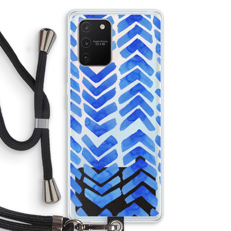Blauwe pijlen: Samsung Galaxy S10 Lite Transparant Hoesje met koord