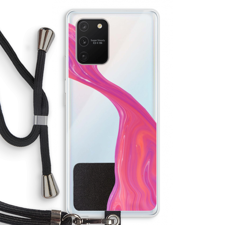 Paarse stroom: Samsung Galaxy S10 Lite Transparant Hoesje met koord