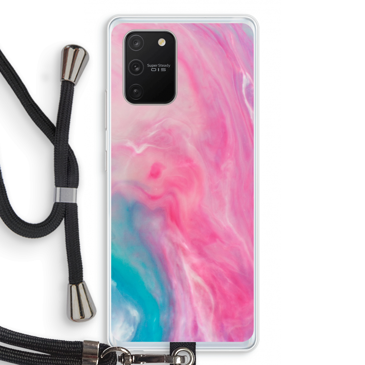 Roze explosie: Samsung Galaxy S10 Lite Transparant Hoesje met koord