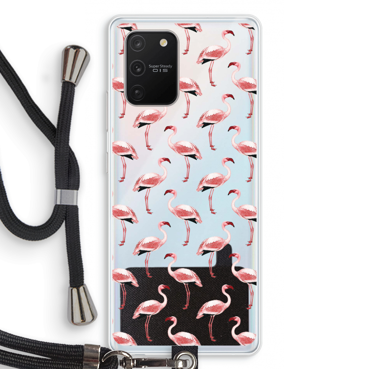 Flamingoprint groen: Samsung Galaxy S10 Lite Transparant Hoesje met koord