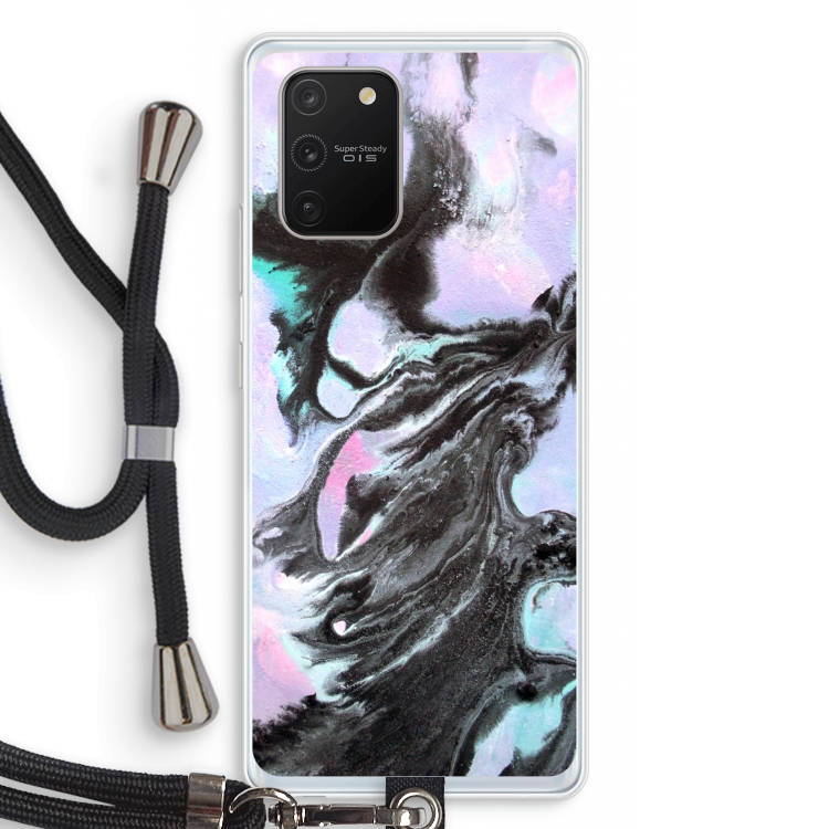 Pastel zwart: Samsung Galaxy S10 Lite Transparant Hoesje met koord