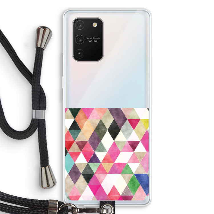 Gekleurde driehoekjes: Samsung Galaxy S10 Lite Transparant Hoesje met koord