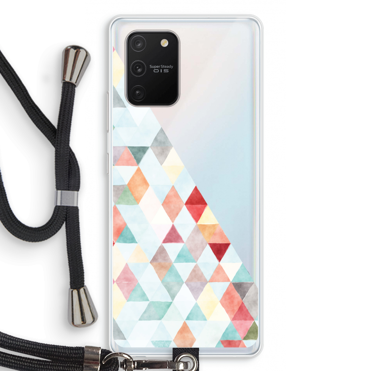Gekleurde driehoekjes pastel: Samsung Galaxy S10 Lite Transparant Hoesje met koord