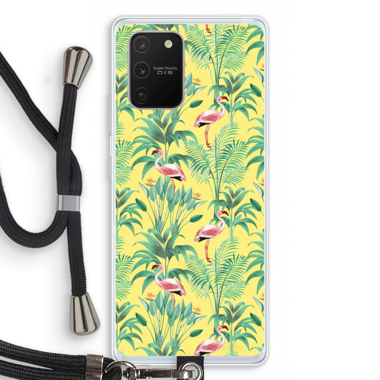 Flamingo party: Samsung Galaxy S10 Lite Transparant Hoesje met koord