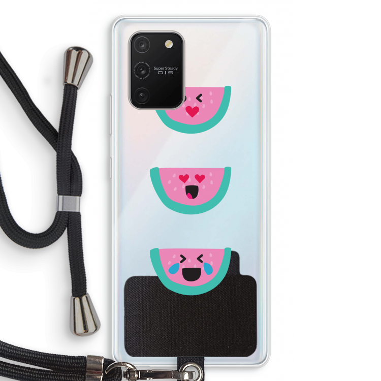 Smiley watermeloen: Samsung Galaxy S10 Lite Transparant Hoesje met koord