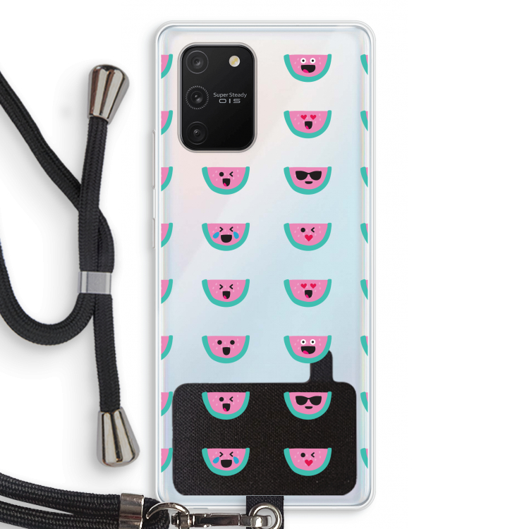 Smiley watermeloenprint: Samsung Galaxy S10 Lite Transparant Hoesje met koord