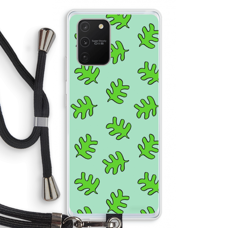 Groene blaadjes: Samsung Galaxy S10 Lite Transparant Hoesje met koord