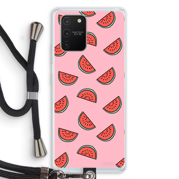 Watermeloen: Samsung Galaxy S10 Lite Transparant Hoesje met koord