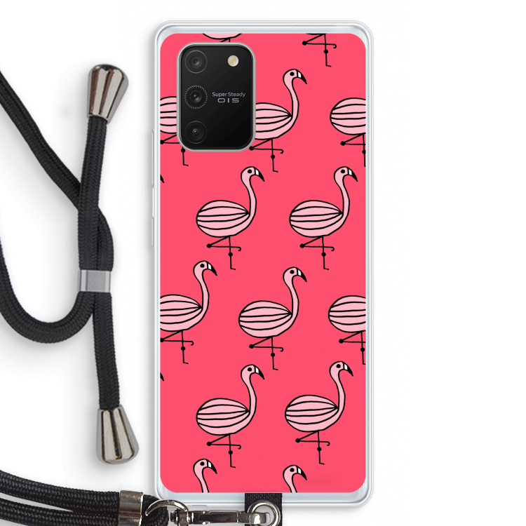 Flamingo: Samsung Galaxy S10 Lite Transparant Hoesje met koord