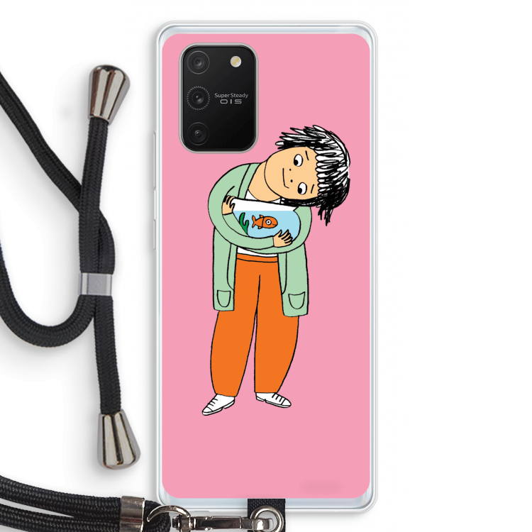 Visknuffel: Samsung Galaxy S10 Lite Transparant Hoesje met koord