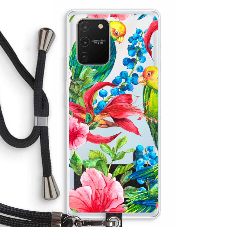 Papegaaien: Samsung Galaxy S10 Lite Transparant Hoesje met koord
