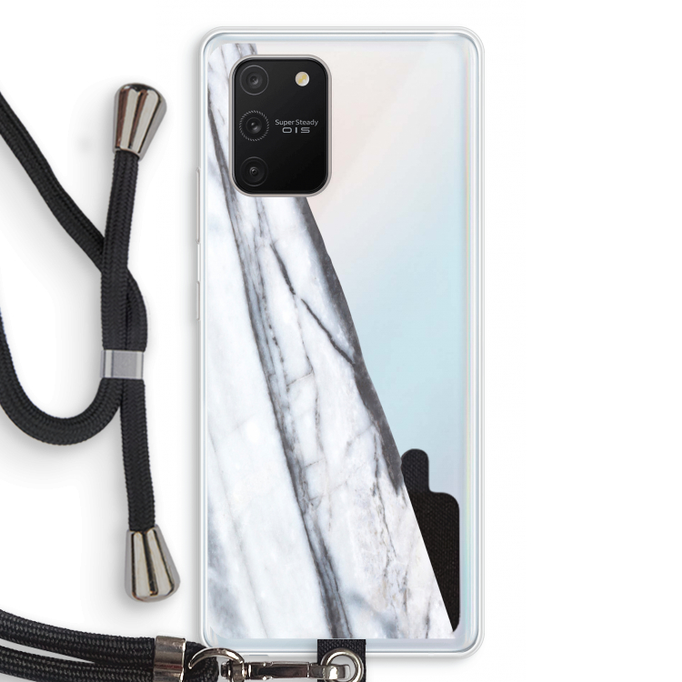 Gestreepte marmer: Samsung Galaxy S10 Lite Transparant Hoesje met koord