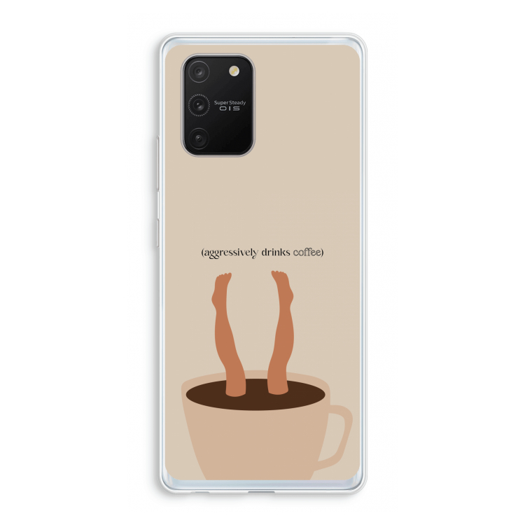 Aggressively drinks coffee: Samsung Galaxy S10 Lite Transparant Hoesje