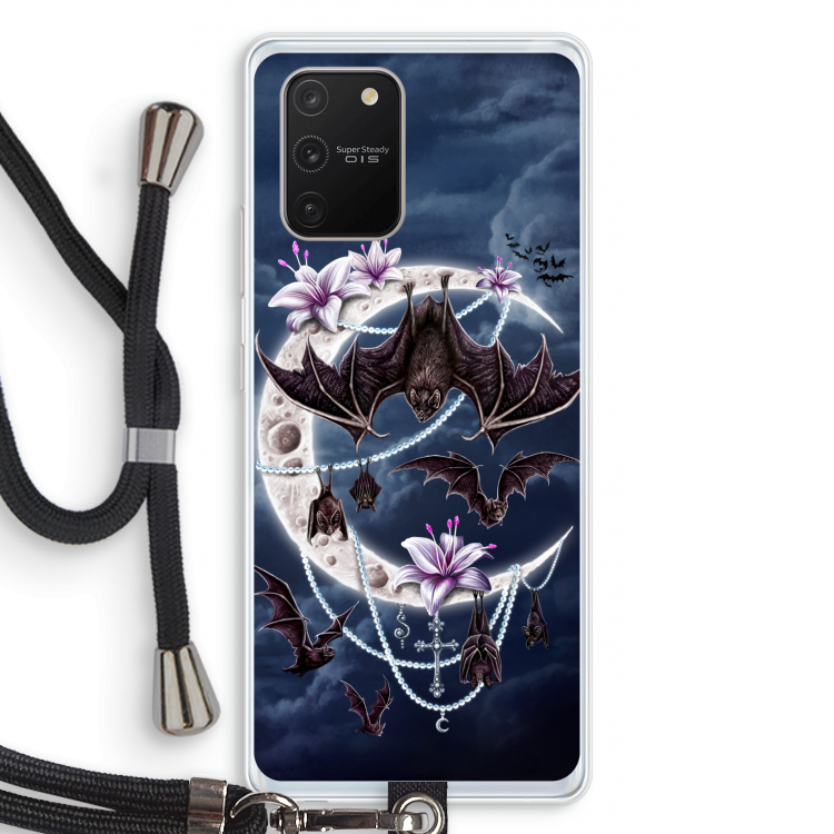 Vleermuizen Maan: Samsung Galaxy S10 Lite Transparant Hoesje met koord