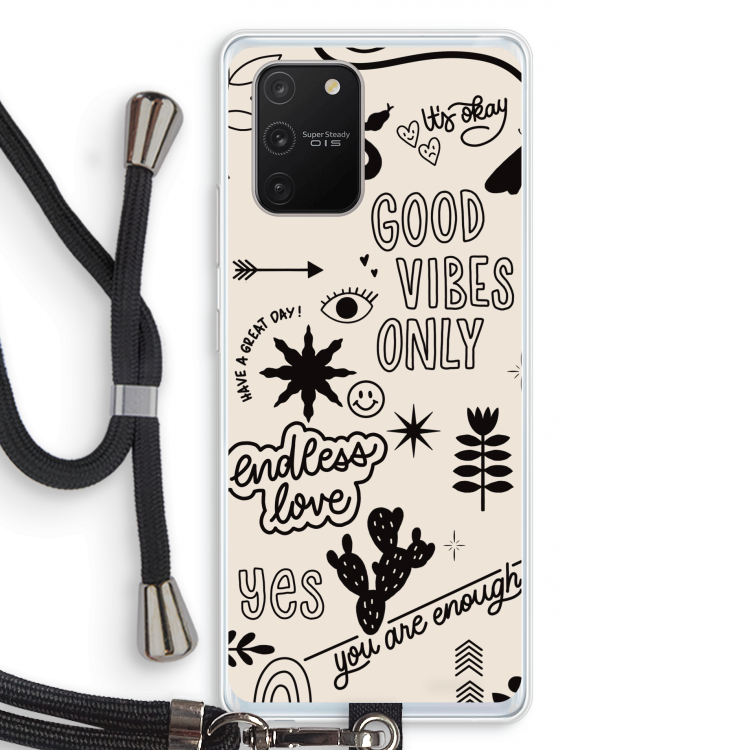 Good vibes: Samsung Galaxy S10 Lite Transparant Hoesje met koord
