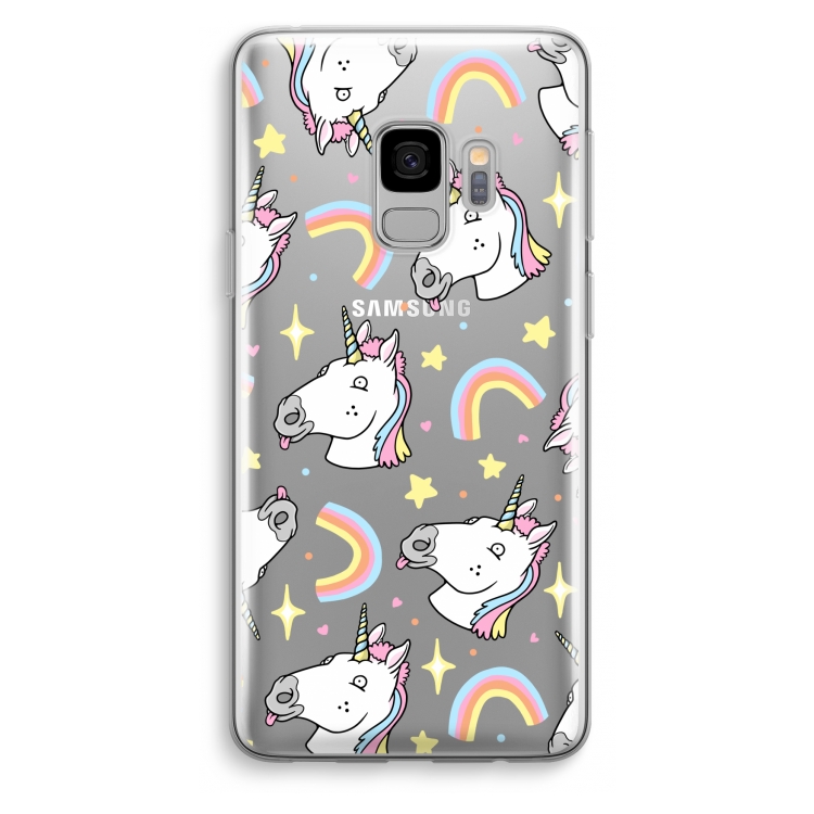 Rainbow Unicorn: Samsung Galaxy S9 Transparant Hoesje