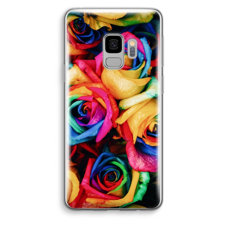 Neon bloemen: Samsung Galaxy S9 Transparant Hoesje