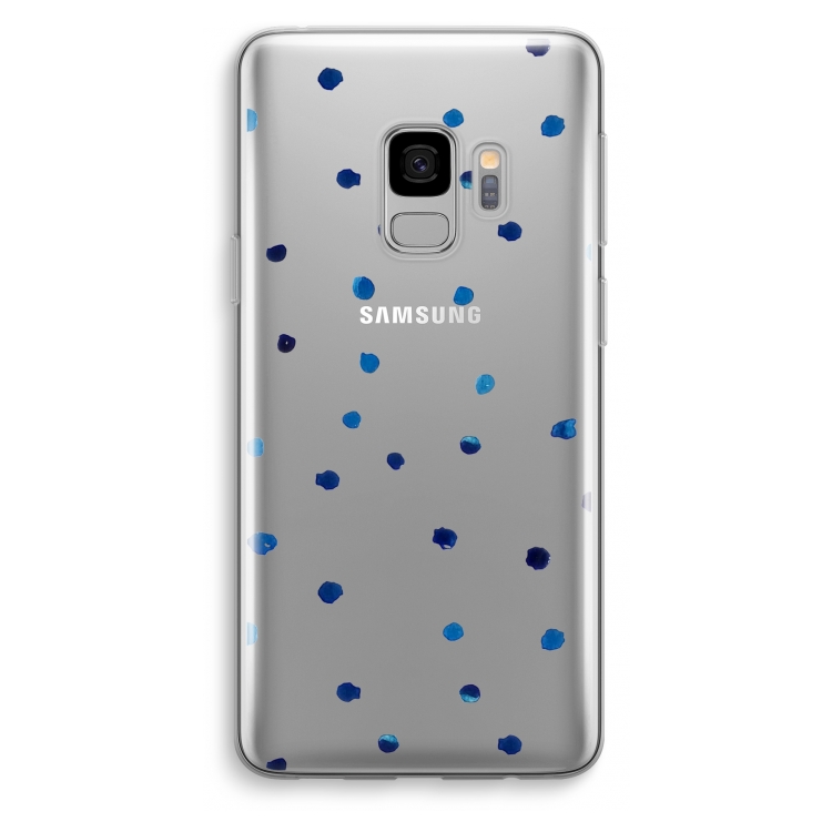 Blauwe stippen: Samsung Galaxy S9 Transparant Hoesje