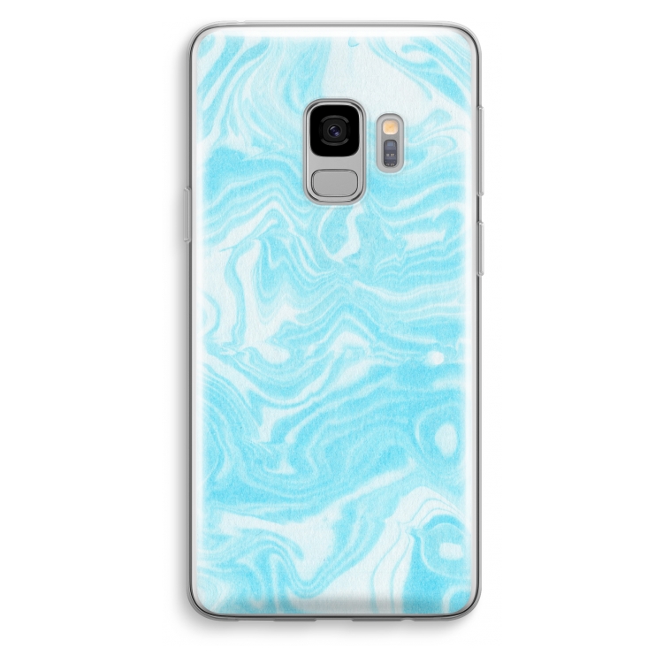 Waterverf blauw: Samsung Galaxy S9 Transparant Hoesje