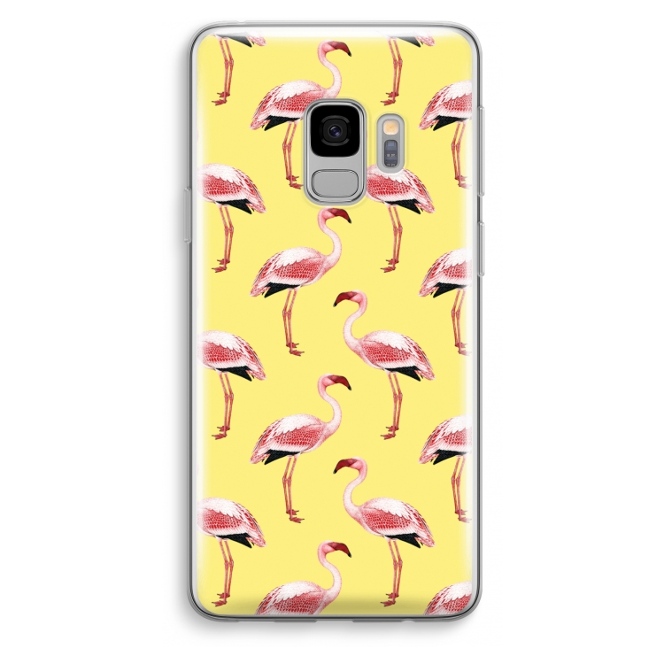 Flamingo's geel: Samsung Galaxy S9 Transparant Hoesje