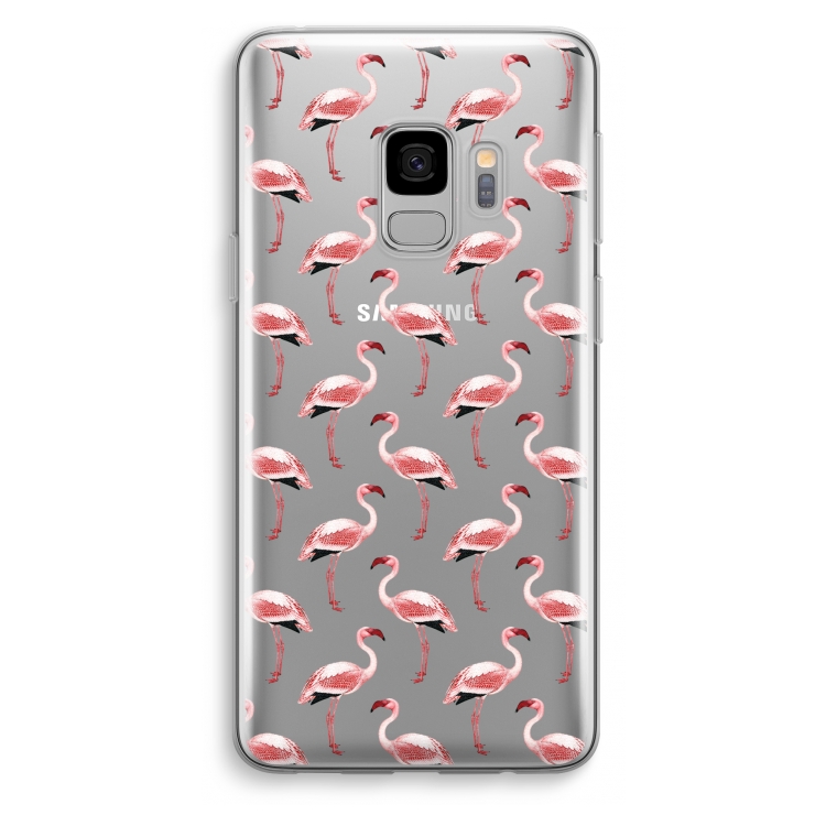 Flamingoprint groen: Samsung Galaxy S9 Transparant Hoesje