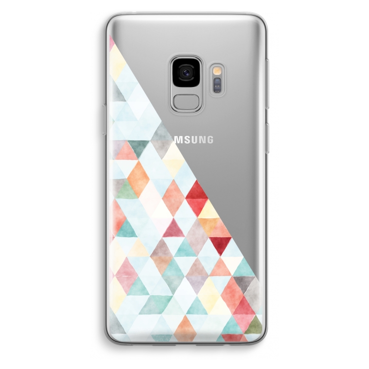 Gekleurde driehoekjes pastel: Samsung Galaxy S9 Transparant Hoesje