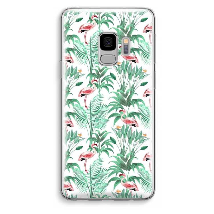 Flamingo bladeren: Samsung Galaxy S9 Transparant Hoesje
