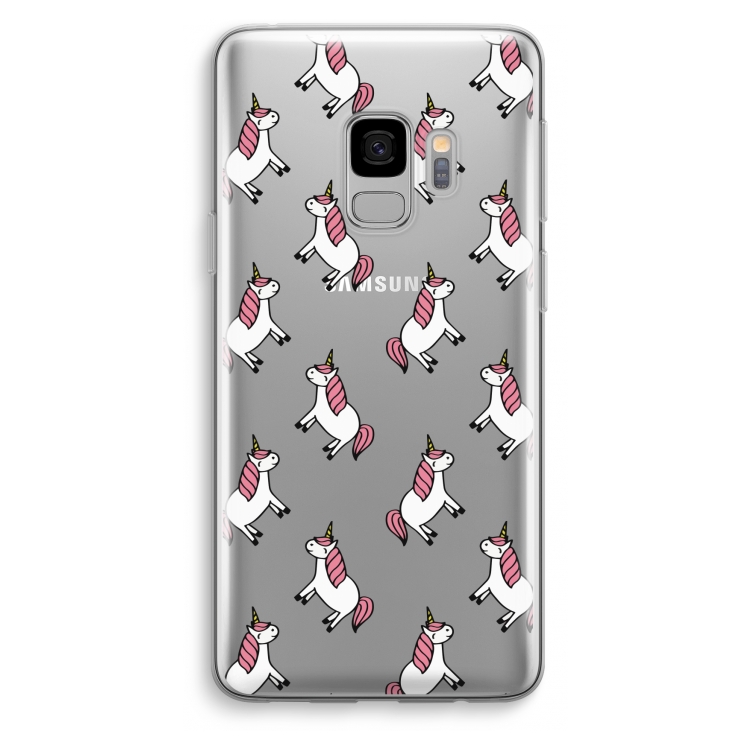 Eenhoorns overal: Samsung Galaxy S9 Transparant Hoesje