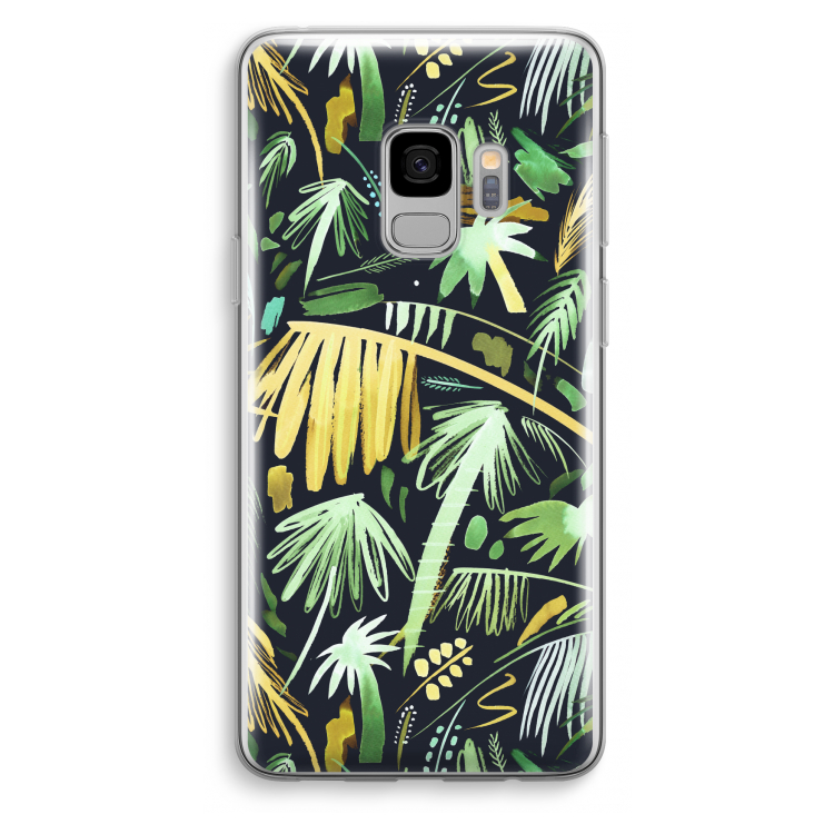 Tropical Palms Dark: Samsung Galaxy S9 Transparant Hoesje