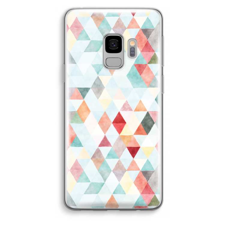 Gekleurde driehoekjes pastel: Samsung Galaxy S9 Transparant Hoesje
