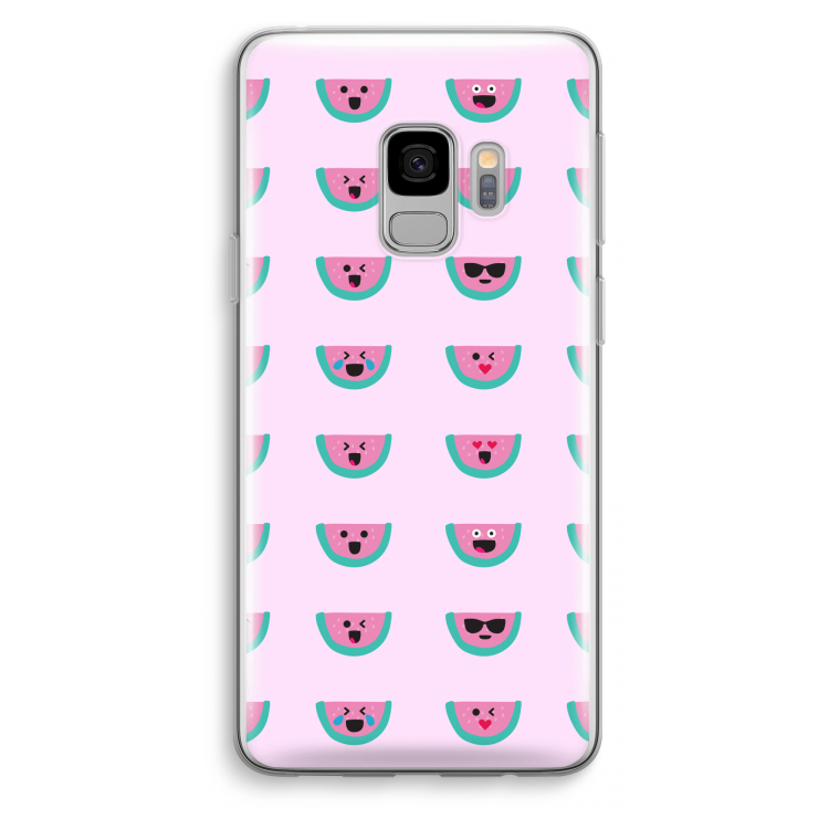 Smiley watermeloenprint: Samsung Galaxy S9 Transparant Hoesje