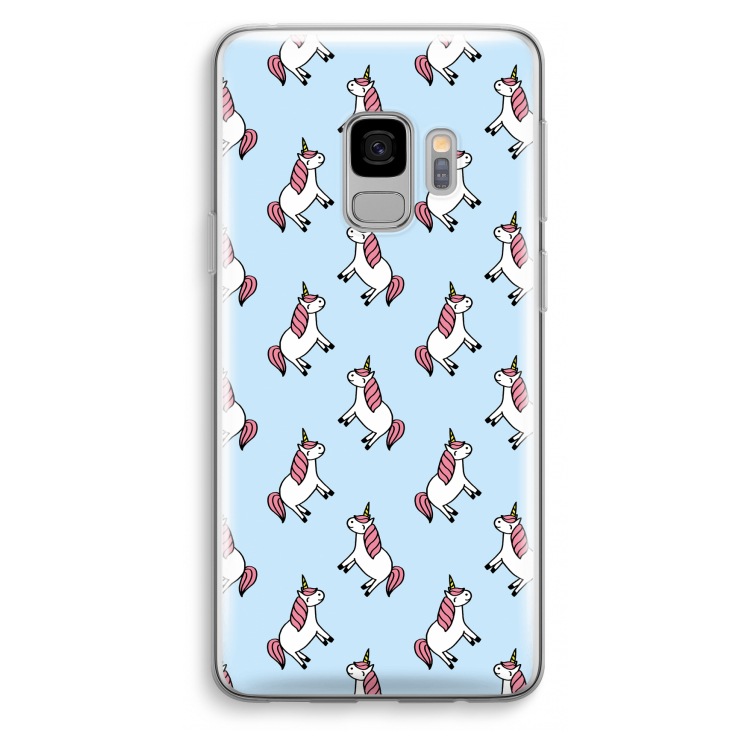 Eenhoorns overal: Samsung Galaxy S9 Transparant Hoesje