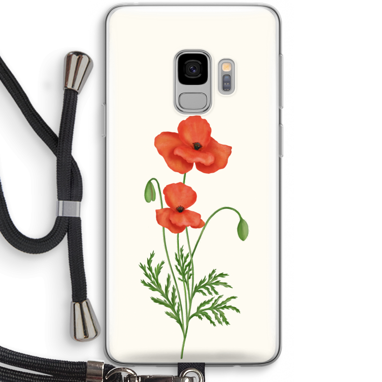 Red poppy: Samsung Galaxy S9 Transparant Hoesje met koord