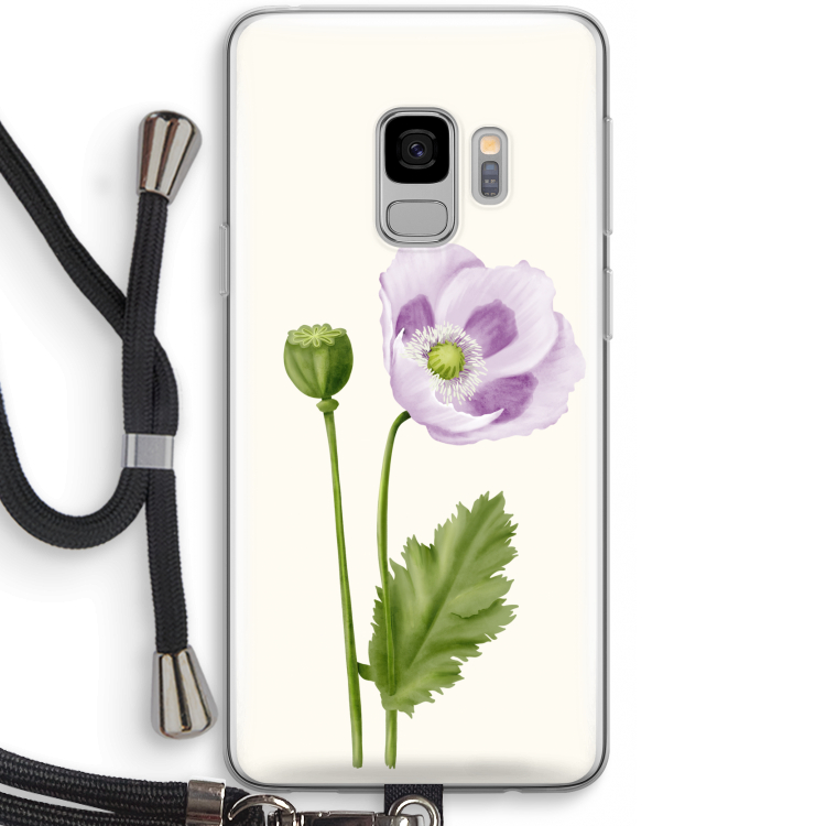 Purple poppy: Samsung Galaxy S9 Transparant Hoesje met koord