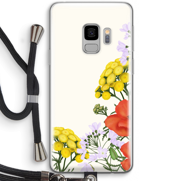 Wilde bloemen: Samsung Galaxy S9 Transparant Hoesje met koord