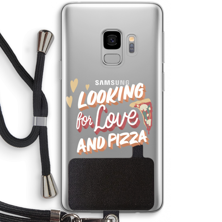 Pizza is the answer: Samsung Galaxy S9 Transparant Hoesje met koord