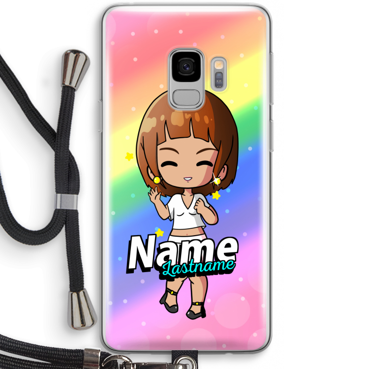 Chibi Maker vrouw: Samsung Galaxy S9 Transparant Hoesje met koord