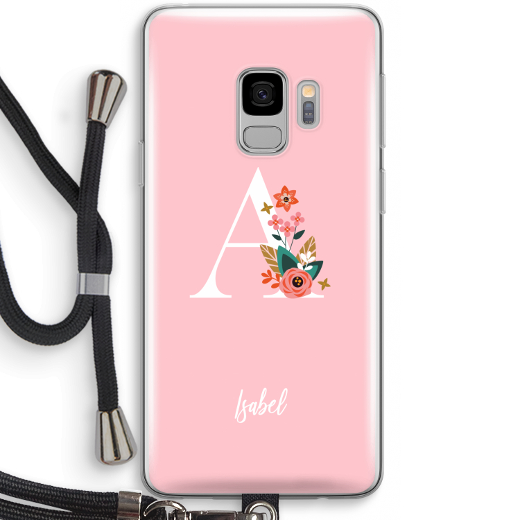 Pink Bouquet: Samsung Galaxy S9 Transparant Hoesje met koord