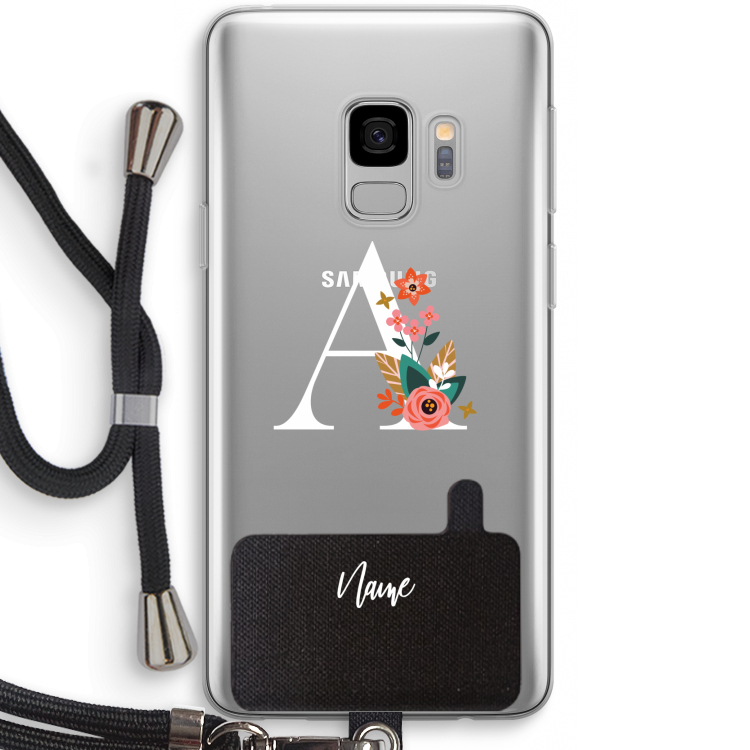 Pink Bouquet: Samsung Galaxy S9 Transparant Hoesje met koord