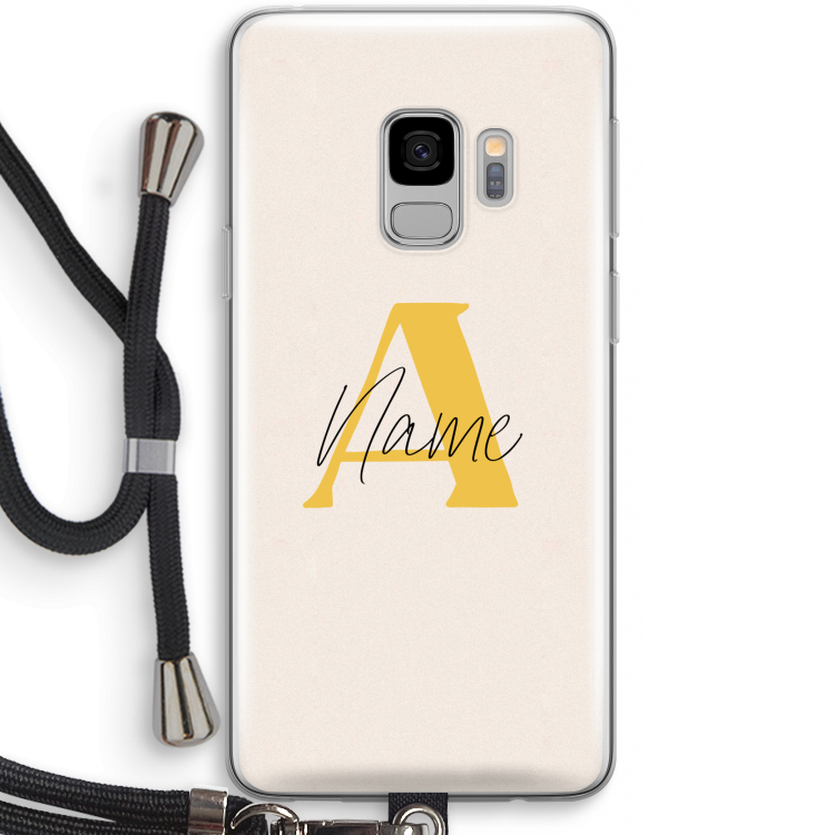 Amber Script: Samsung Galaxy S9 Transparant Hoesje met koord