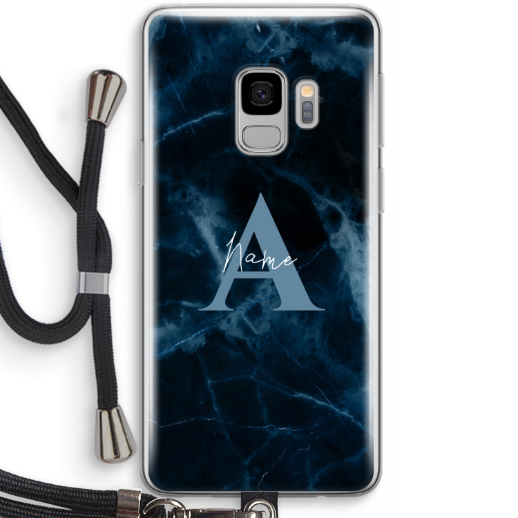 Midnight Marble: Samsung Galaxy S9 Transparant Hoesje met koord