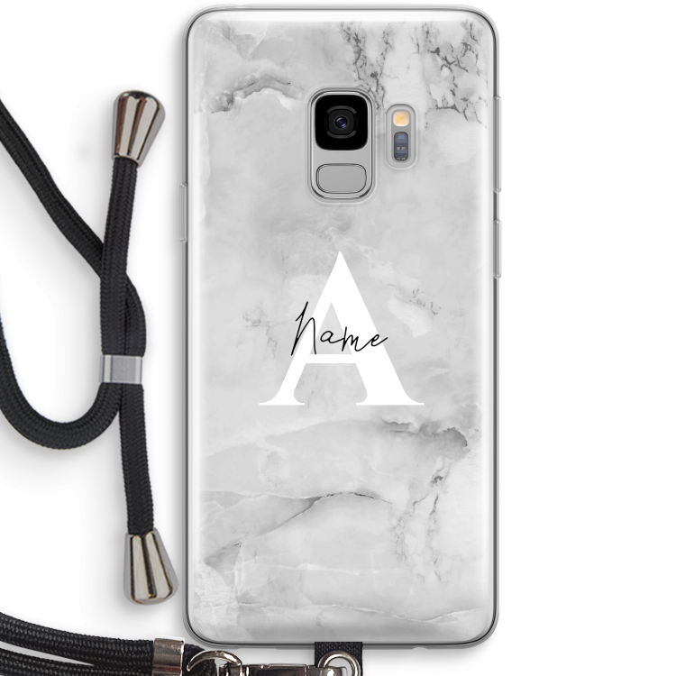 Ivory Marble: Samsung Galaxy S9 Transparant Hoesje met koord