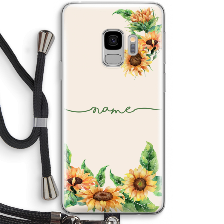 Zonnebloemen: Samsung Galaxy S9 Transparant Hoesje met koord